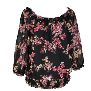 ALYX Floral Blouse Elastic waist sheer sleeves
